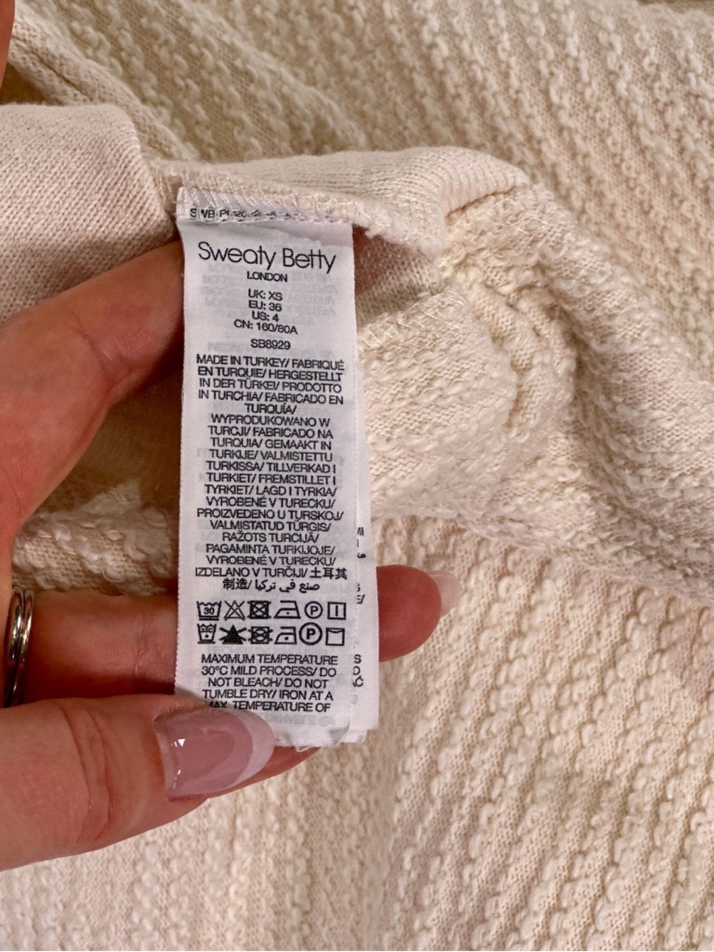 Sweaty Betty Rest Up Half Zip Pullover Textured Cream Ivory US 4 XS - Picture 6 of 13